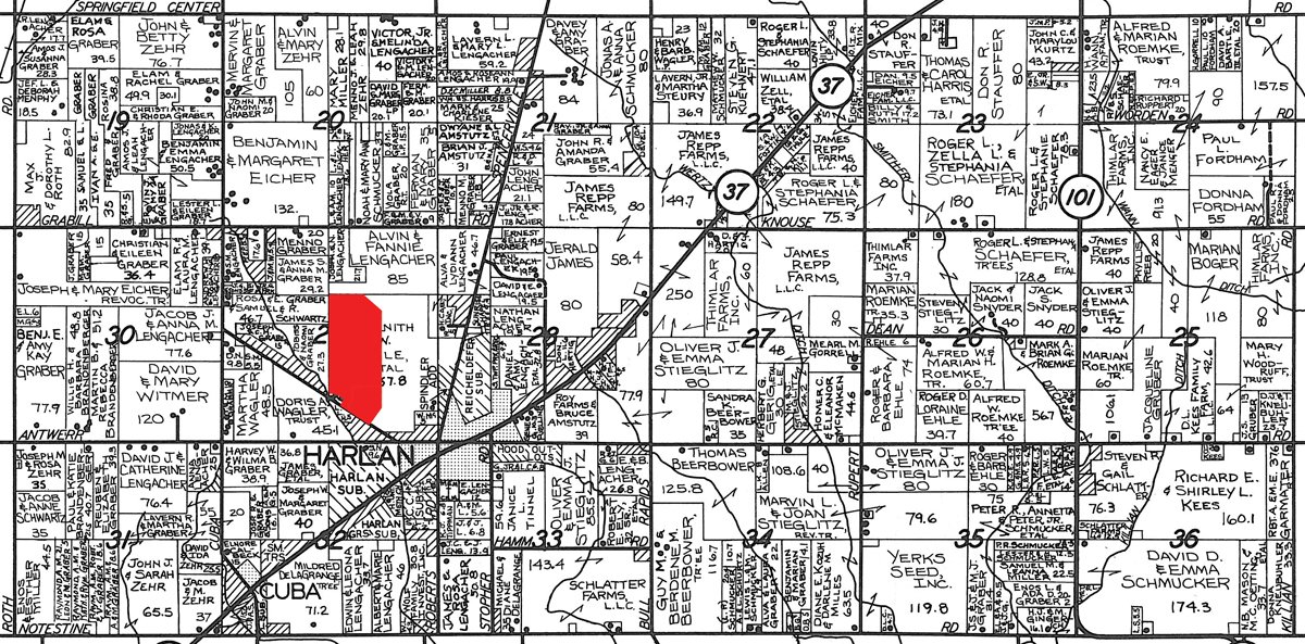 Plat map - 74 Acres Offered in 2 Tracts with Potential Commercial and Residential Development